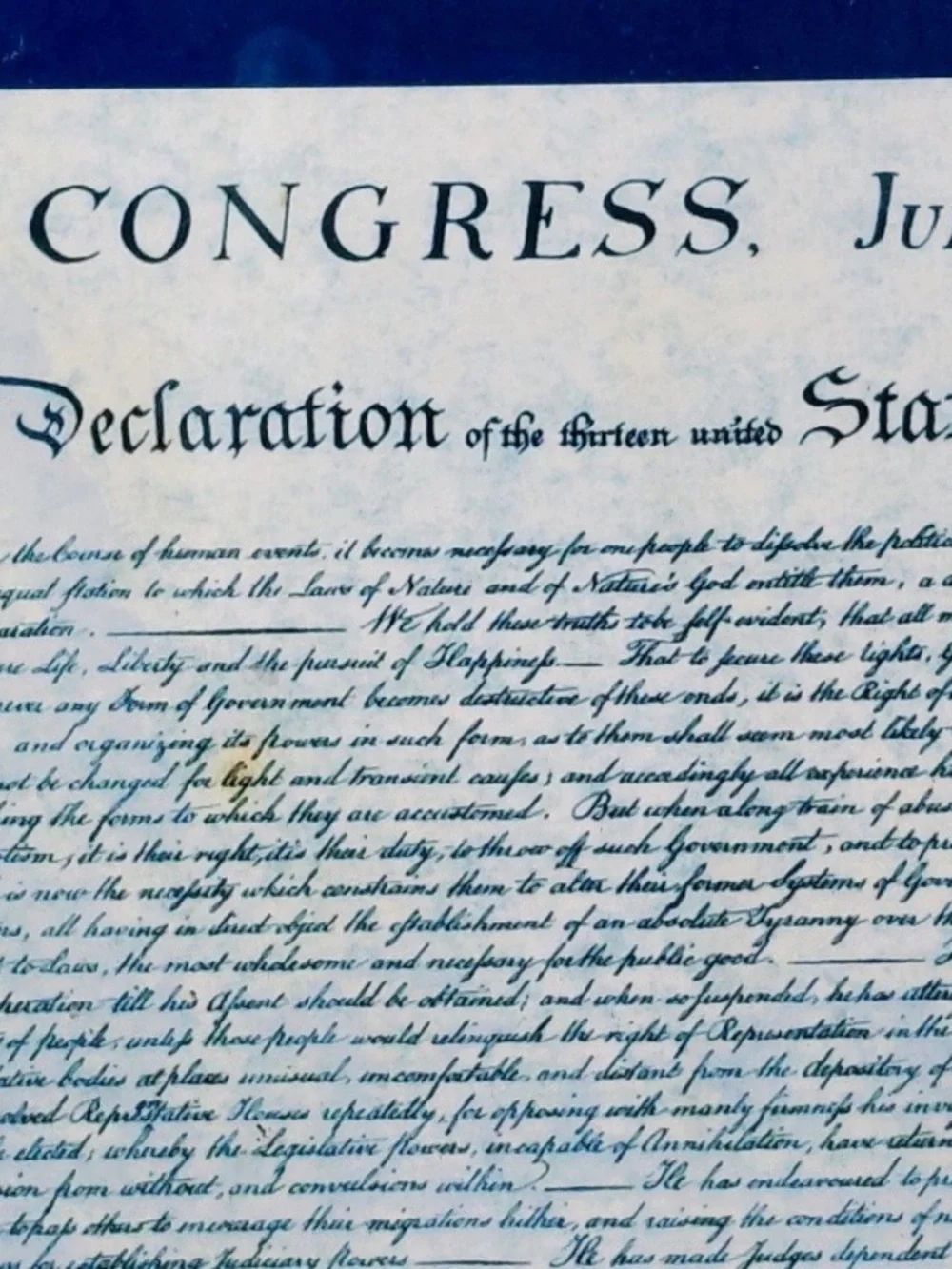 Framed Declaration of Independence with 3 coins